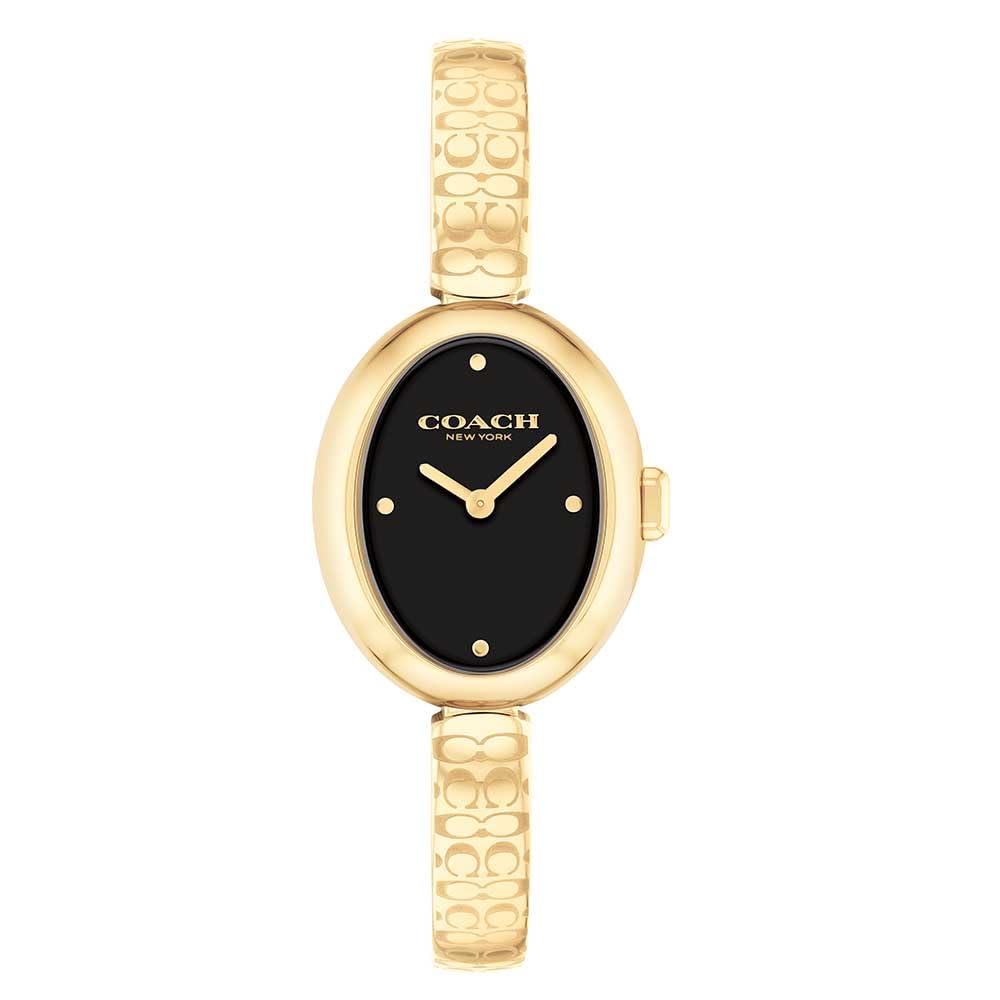 Coach Sammy Qtz Basic Slim Black Oval Dial Women's Watch|Ionic Plated Thin Gold Steel Material|Gold Color Band - 14504521-image-47