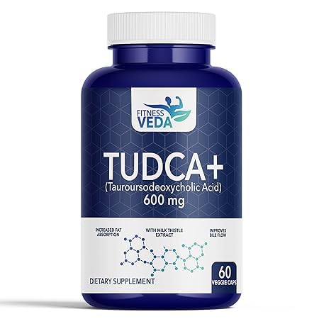 FITNESSVEDA Tudca 600 mg - Liver Supplement with milk thistle for Improve Bile Flow - 60 Capsules