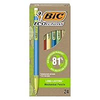 BIC Ecolutions Mechanical Pencils with Erasers, With Colorful Barrel, Medium Point (0.7mm), 24-Count Pack, Mechanical Pencils Made from 81% Recycled Plastic Excluding Leads and Erasers