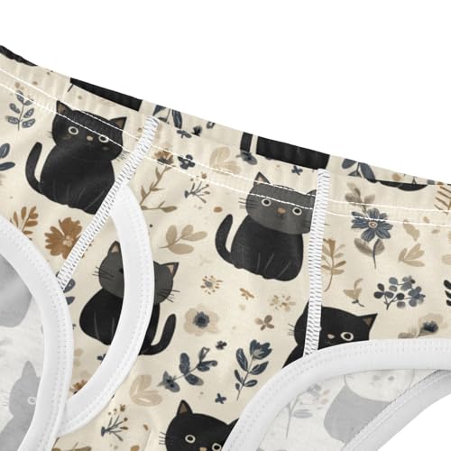Wusikd Cute Black Cats Flowers Boys' Underwear Cotton Boys Briefs Soft Toddler Underwear 2T4