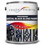 Trade Paints Metal Paint - Wrought Iron Gate & Railing Paint - Gloss Black - Interior & Exterior -1L