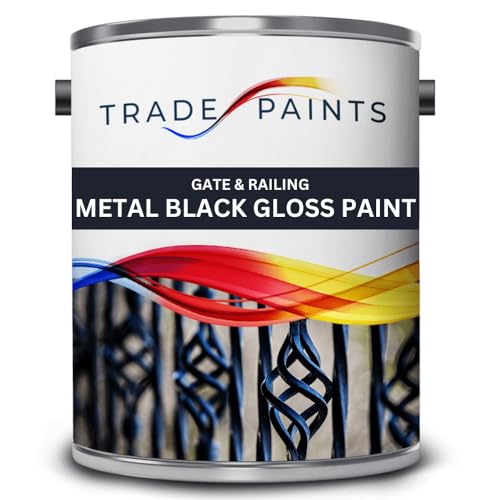 Trade Paints Wrought Iron Gate & Railing Paint – 5L - Gloss Black Metal Paint for Interior & Exterior | Durable Weatherproof Finish | Rust Protection for Metal