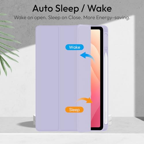 Image of Robustrion Cover Case for Samsung Galaxy Tab S11 11 inch Cover with [S-Pen Holder], Hybrid Flip Cover Case for Samsung S11 Tablet 11 inch with Transparent Back [Auto Sleep Wake] - Lavender