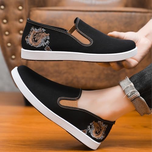 MILDSEVEN Traditional Chinese Men's Linen Shoes, Fashion Breathable Simplicity Canvas Shoes, Casual Comfortable Retro Loafers,8,B3