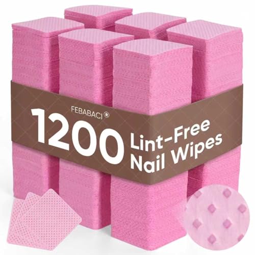 1200 Lint Free Nail Wipes Acetone Nail Polish Remover Pads No Lint Wipes for Nail Art Gel Nail Supplies and Eyelash Extensions Wipes