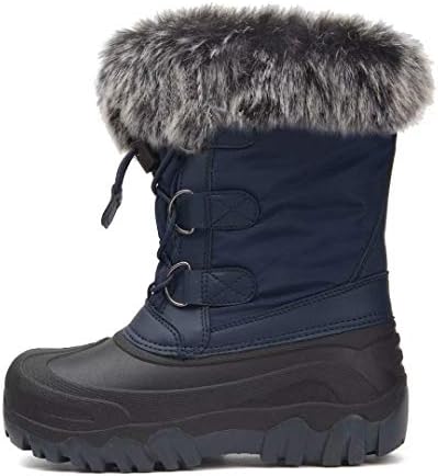 Outee Toddler Kids Waterproof Warm Snow Winter Boots with Fur Lined Faux 4 41LMifF8prL. AC