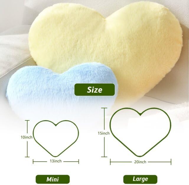 Heart Pillow Black Throw Pillows Decorative Pillows for Bed Couch Cute Faux Rabbit Fur Small Pillow for Women Valentine Anniversary Fall Halloween Christmas Home Decor (Mini, 13"x10") - Image 2