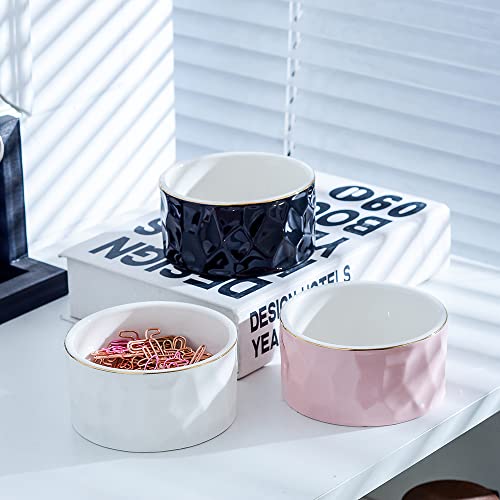 Yosco Paper Clip Holder Ceramic Round Paper Clips Dispenser For Desk Cute,Gold Line Office Binder Clips Dispenser Organizer (White) #TOP3