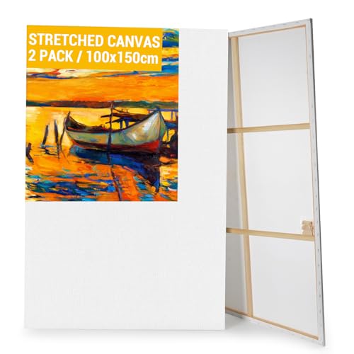 Koncci 2er-Set Leinwand zum Bemalen 100x150CM Keilrahmen Leinwand Groß Weiße Leinwände zum bemalen für Acrylfarben Ölgemälde Canvas für Anfänger und Künstler