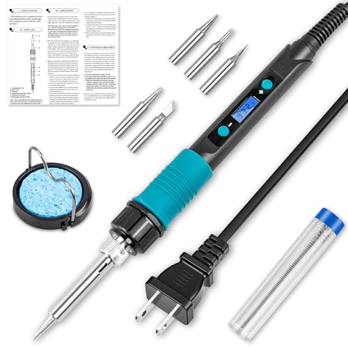 Digital Display Soldering Iron Kit 60W 110V - Adjustable Temp Control with Ceramic Heater