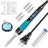 Digital Display Soldering Iron Kit 60W 110V – Adjustable Temp Control with Ceramic Heater, 9-in-1 Set Includes 5 Lead-Free Tips, Stand for Electronics Repair, PCB, DIY, Jewelry Making