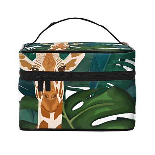 ヤシの木 キリン 化粧ポーチ メイクポーチ 収納ケース トラベルバッグ 化粧バッグ 化粧道具 化粧品 小物入れ 収納 旅行用 出張用