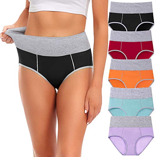 Image of Womens Underwear,Cotton Mid Waist No Muffin Top Full Coverage Brief Ladies Panties Lingerie Undergarments for Women Multipack