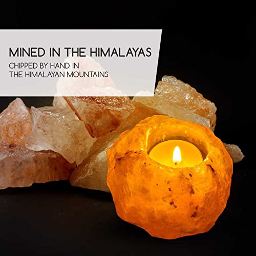 Salt Candle Holder, Hand Carved Natural Himalayan Pink Crystal Rock, 100% Authentic Tea Light Holders, Warm Pink To Orange (4 Pack) #TOP6