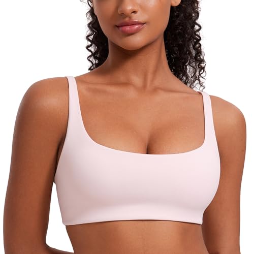 Image of CRZ YOGA Butterluxe Square Neck Sports Bras | Light Support, Removable Pads, Yoga, Extremely Soft, Low Coverage, Adjustable Spaghetti Straps, for Women
