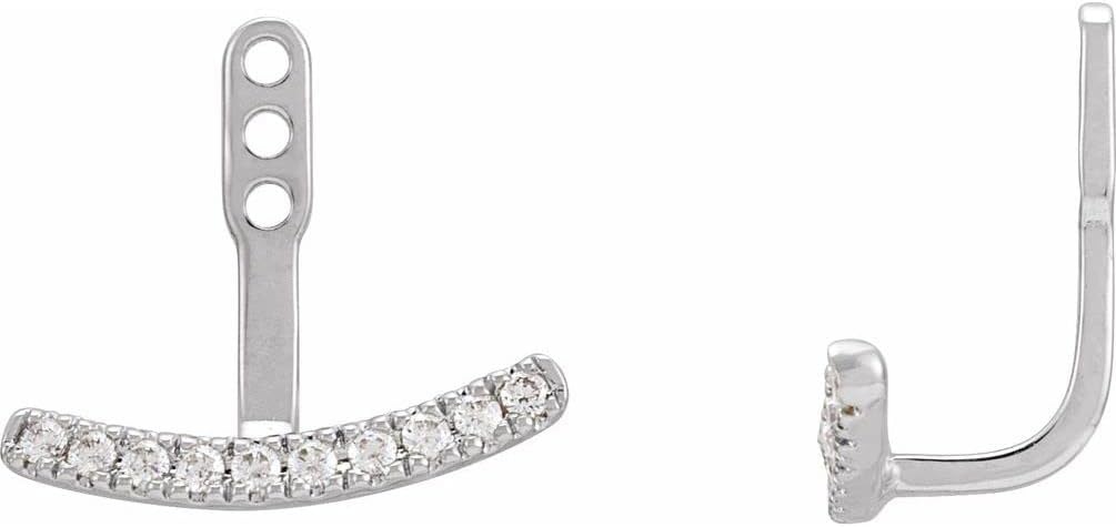 14k White Gold 1/5 CTW Lab-Grown Diamond Curved Bar Earring Jackets Stylish Design