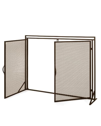 Puertas para chimenea de bronce con pantalla de malla de hierro 1