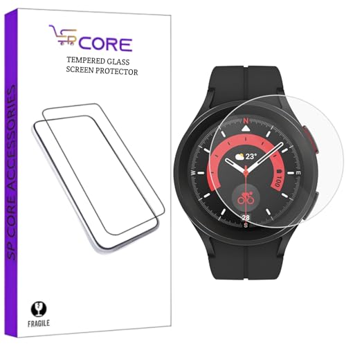 Image of Full Glue Tempered Glass Screen Protector Compatible For Samsung Galaxy Watch 5 Pro (45Mm) Glass Film (Pack Of 1) With Easy Installation Kit for Smartwatch [Transparent]