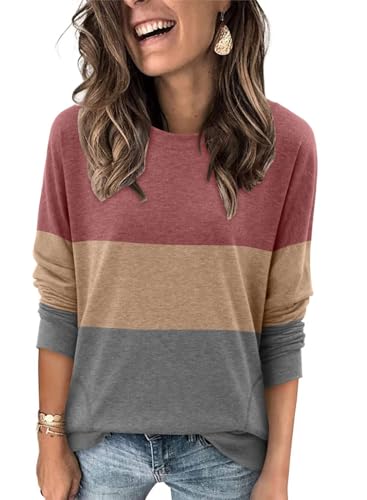 Magritta Womens Tunic Tops Casual Long Sleeve Round Neck Stretchy Loose Fit Sweatshirt Pullover Shirts with Pockets