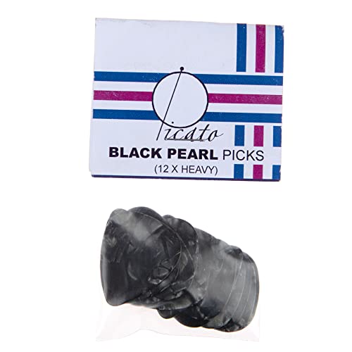Picato Pearl Lot de 12 médiators épais Noir - Les Beatles, Paul McCartney, John Lennon, RIngo Starr, George Harrison Picato Pearl Lot de 12 médiators épais Noir