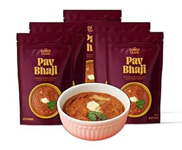AMAZON - The Cumin Club Pav Bhaji Instant Curry – Comfort Indian Food with Potatoes & Mixed Vegetables – Vegetarian Meals Ready to Eat (Pack of 5)
