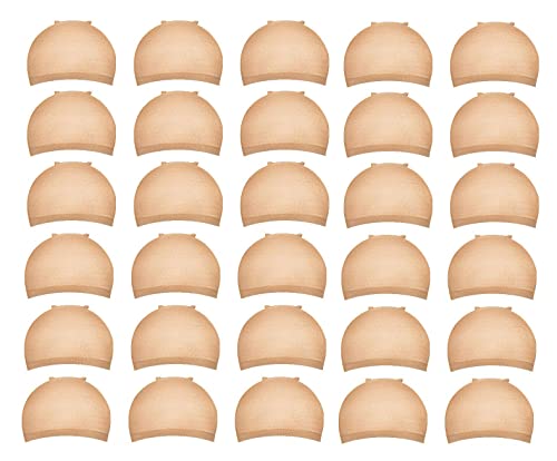 Stocking Wig Caps, DEPHNARSA 24pcs Stretchy Nylon Wig Caps Stocking Caps For Wigs Wig Caps For Women Man (Light Brown)