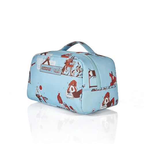 Image of American Tourister x Love Child by Masaba Polyester Travel Kit /Multipurpose Toiletry & Cosmetic Bag /Water-Resistant Organizer Pouch /Stylish & Lightweight for Men & Women- Light Blue