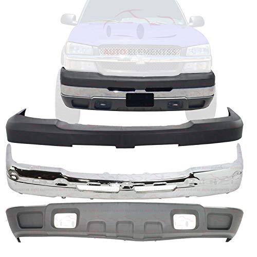 Front Bumper Face Bar Chrome + Upper Cover + Lower