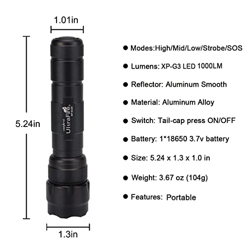 Ultrafire Wf-502B Led Tactical Flashlight 1000 Lumens 5 Modes Bright Mini Edc Flashlight Small Portable Waterproof Emergency Torch (Battery Not Include) #TOP5