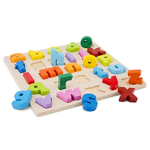 Image of New Classic Toys Puzzle Alphabet Educational Wooden Toys for 2 Year Old Boy and Girl Toddlers Learn The Alphabet, Multi-Colour Colour, Lowercase