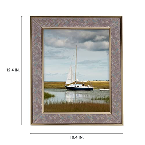 Mikasa 10.4 X 12.4 In Chevron Mirror Photo Frame, Displays One 8 X 10 Inch Photo, Easel Back For Tabletop Display, 10.4X12.4 Inch, Metallic #TOP1