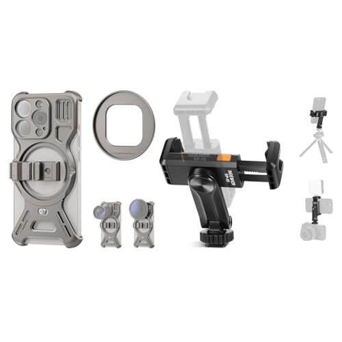 NEEWER LiteArmor Metal Frame Case for iPhone 15 Pro, Video Rig Phone Stabilizer with 67mm Filter Adapter, Basic Phone Tripod Mount Holder with 1/4