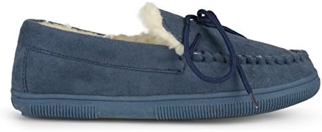 Pindari Mens Faux Suede Moccasin Slippers Navy, 12 Regular US