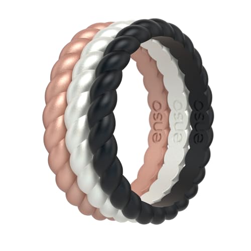 Enso Rings Stackable Braided Silicone Wedding Ring Bundles – Comfortable and Flexible Design - Multi-Packs