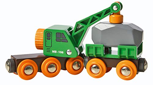 Brio World 33698 - Clever Crane Wagon Set - 4 Piece Wooden Toy Train Accessory And Crane Toy For Kids Ages 3 And Up #TOP5