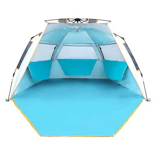 WolfWise Tienda De Playa Bebe 3-4 Personas Carpa de Refugio de Sol Carpa de Sombra para Playa Tienda Campaña con Anti-UV 50 Protección Solar para Al Aire Libre Vacaciones en la Playa