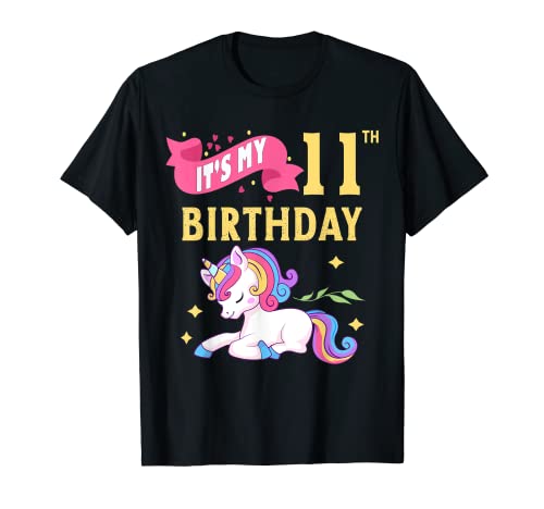 Kids Its My 11th Birthday - Camisa de unicornio para niñas de 11 años Camiseta
