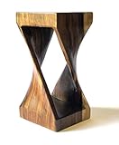 AFD Home Millennium Suar Twisted Stool Accent Table, Natural Wood, 22 Inches to 24 Inches in Height