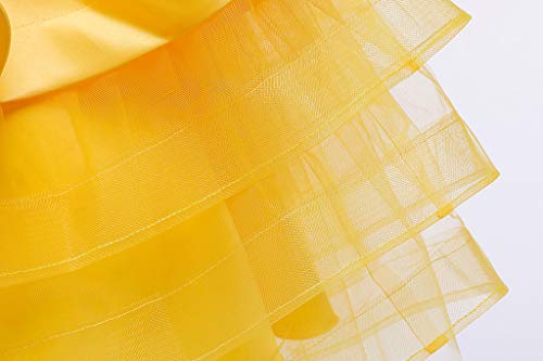 Tutu Dress for Girls Sparkly Sequin Tulle Princess Birthday Party Prom Outfit Toddler Sneaker Ball Gown Dresses (Yellow, 2-3 Years)4