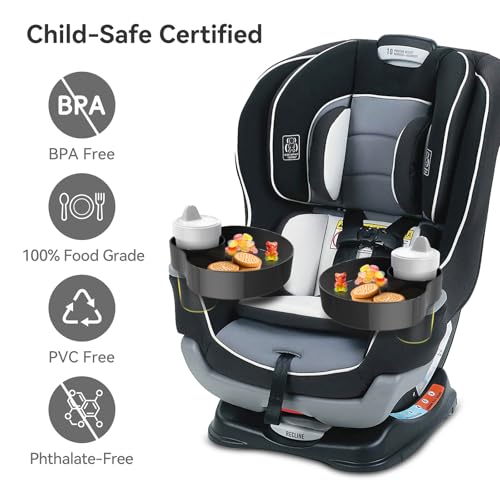 Image of [2 Pack] Car Seat Cup Holder Snack Tray Black, Toddler Travel & Road Trip Essentials Accessory for Mess-Free Snacking in The Car,Travel Tray for Kids Car Seat