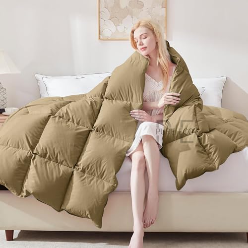 Image of PURE ECO 300 GSM Comforter for King Size - Luxury & Soft Microfiber 300 GSM Comforter for Winter - Duvet /Blanket King Size (90 inchX106 inch) - Beige Color