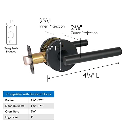 Image of Design House Eastport Privacy Door Lever, Matte Black
