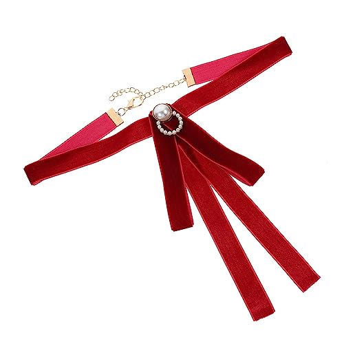 LIFKOME Elegant Velvet Bow Tie Faux Pearl Tie for Formal Occasions Adjustable Size for Uniforms Weddings Proms