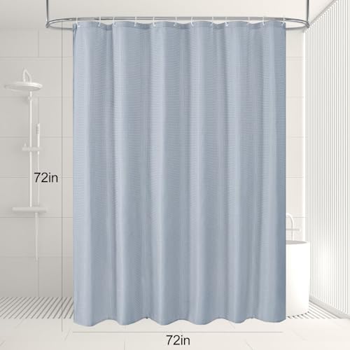 Blue Waffle Weave Shower Curtain HADEEONG 72x72in Cloth Shower Curtain Waffle Textured Fabric Shower Curtain with 12 Plastic Hooks Waterproof Washable for Hotel Spa Bathroom by HADEEONG - Used condition - Image 6