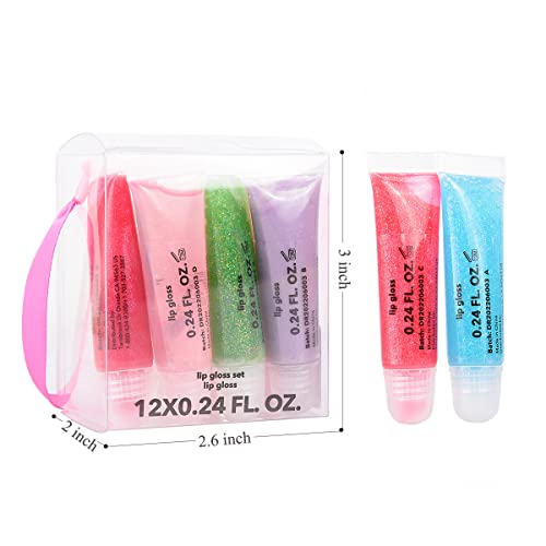 Ibi Makeup 12 Pcs Lip Glosses For Girls, Abssorted Fruity Flavors Moisturizing Shimmer Glitter Glossy Lip Gloss Lip Care Set For Kids And Teens Ages 5+ #TOP2
