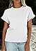PRETTYGARDEN Womens Summer Tops 2026 Spring Casual Rolled Short Sleeve Basic Tees Crew Neck Work Shirts Fashion Clothing (White,Medium)