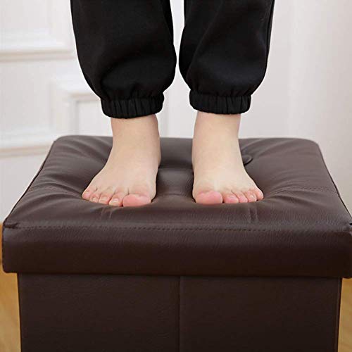 Pouf de Rangement en Similicuir Marron aux finitions soignées