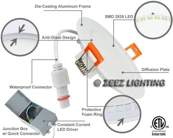 ZEEZ Lighting 9W Natural White LED Recessed Panel Down Light ...