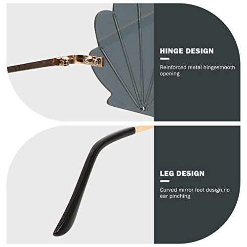 1Pc Fashion Sunglasses Shell Shaped Eyeglasses Rimless Wave Sunglasses for Adults Party Glasses (Grey)4
