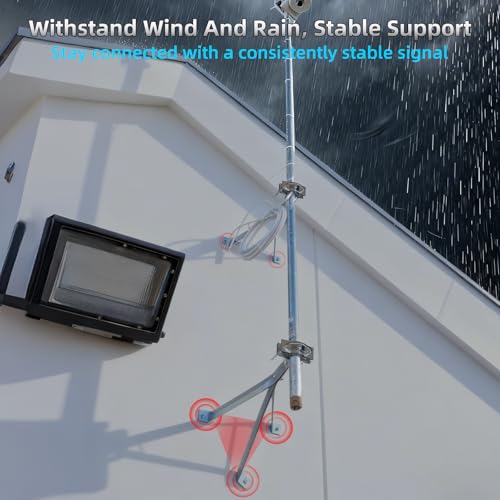 Image of 12 inch Heavy-Duty Antenna Mount Bracket, Adjustable Antenna Mast Mount, Waterproof Wall Mount Pair for TV Antenna Mast with 2 Brackets (Tripod & Y-Brackets)